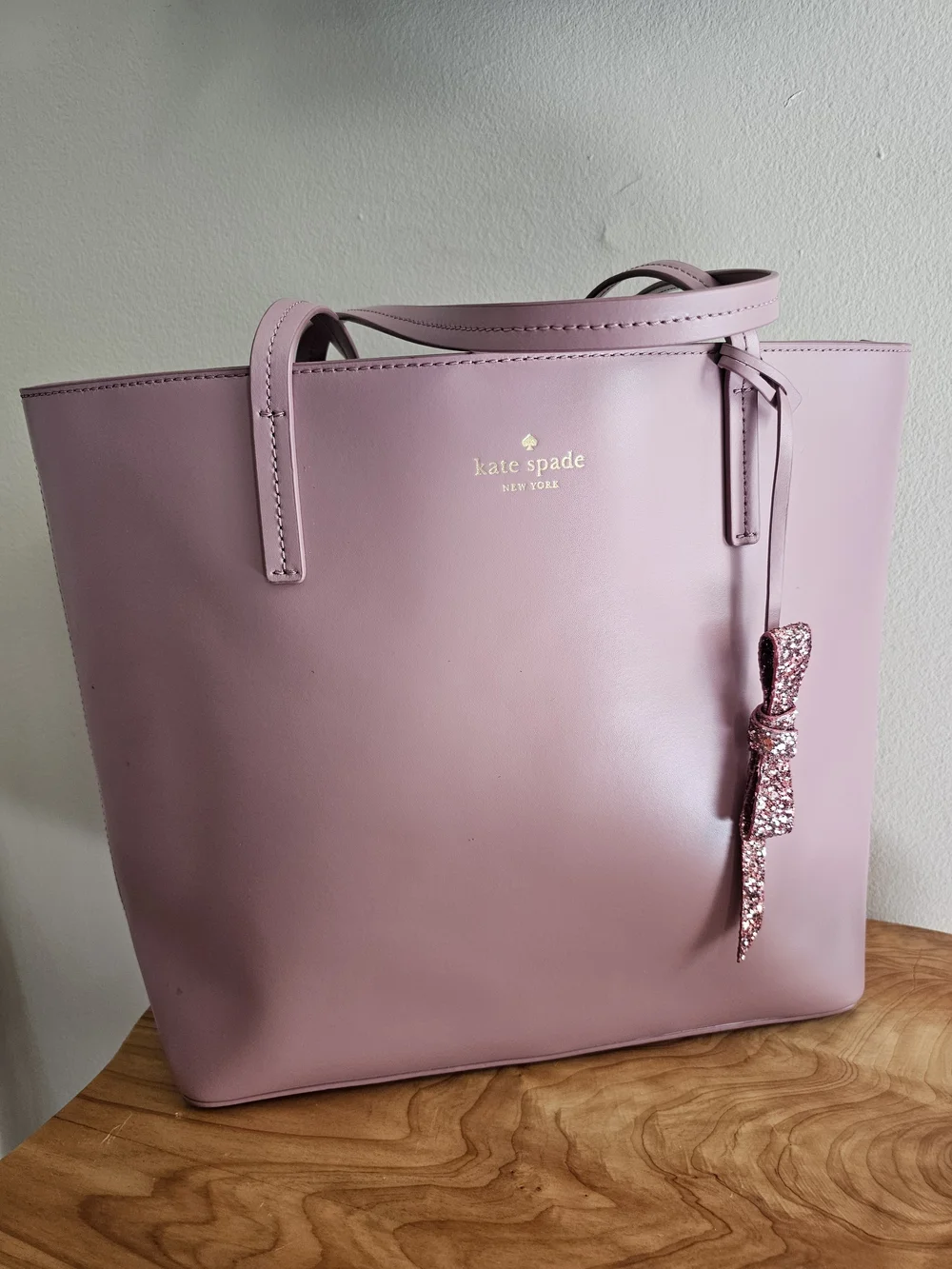 Kate Spade Dusty Rose Leather Tote with Bow Charm - Picture 2 of 8